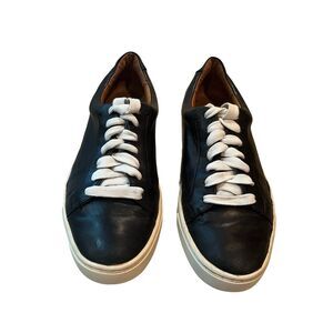 FRYE Women Sneakers Ivy Low Lace Black 6M Leather Shoes 3471184-BLK